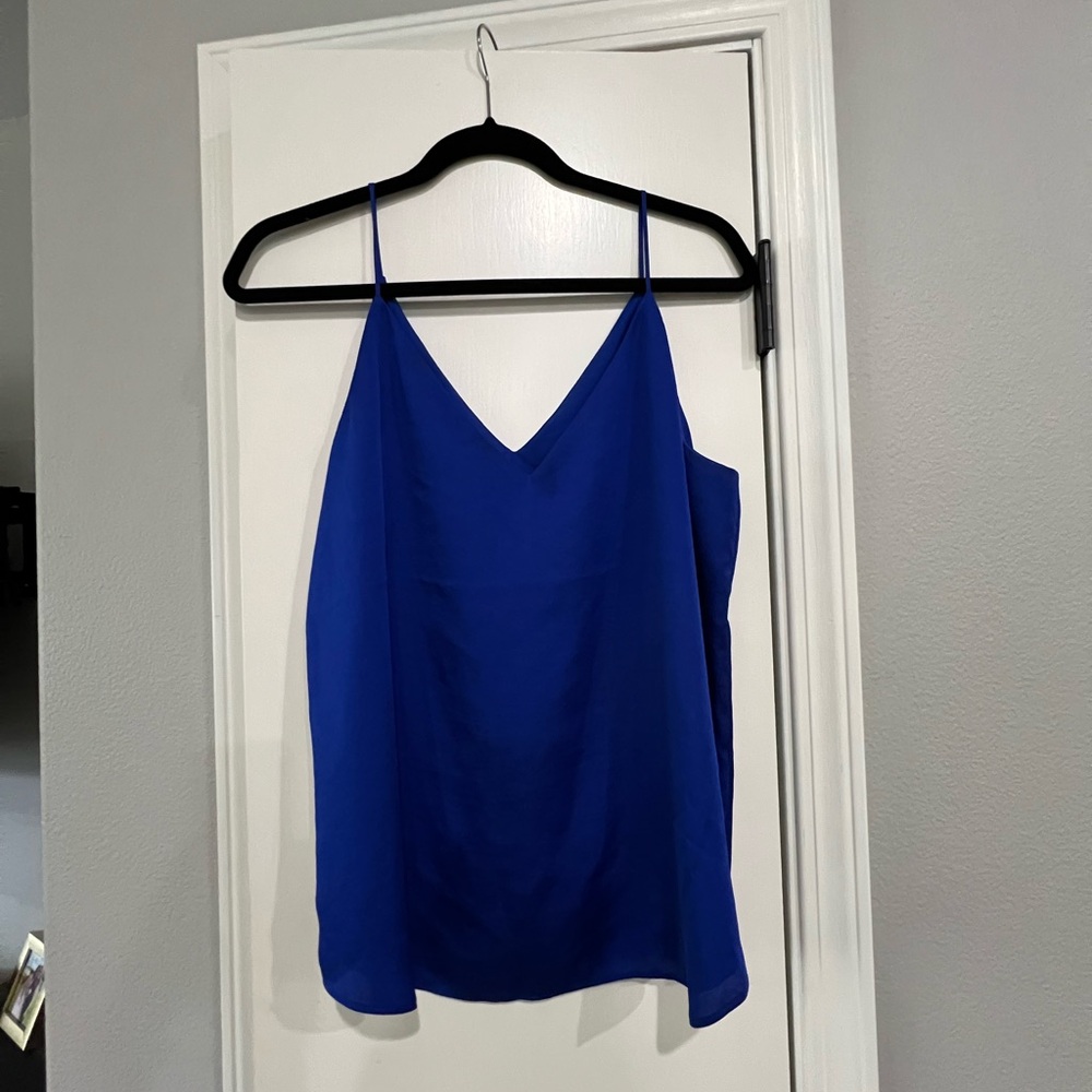 Express blue v neck satin look cami